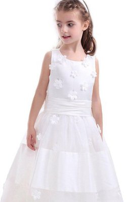 Robe de cortège enfant ruché avec fleurs appliques manche nulle