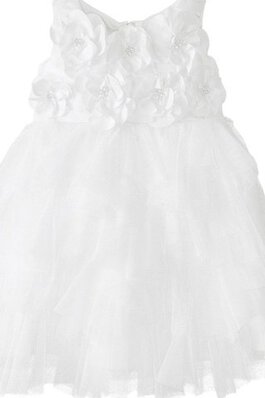 Abito da Cerimonia Bambini A-Line con Fiore in Tulle Senza Maniche con Fiocco