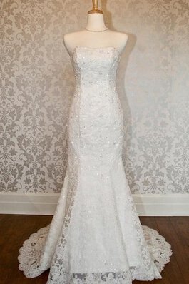 Robe de mariée trou serre bretelles spaghetti en chiffon de sirène avec bouton