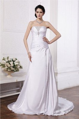 Vestido de Novia de Corte-A de Escote sin tirantes de Abalorio de Imperio Cintura