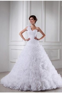 Abito da Sposa Lunghi Ball Gown in Organza con Perline Alta Vita