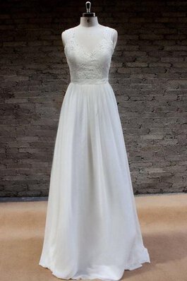 Abito da Sposa in Chiffon con Bottone Buco Della Serratura Schiena a riva Corto A Terra