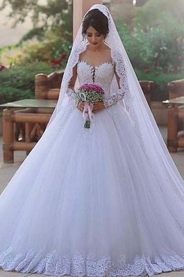 Robe de mariée avec perle brodé voyant classique naturel