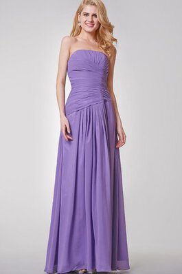 Abito da Damigella in Chiffon A-Line Romantico Lungo Senza Maniche con Increspato