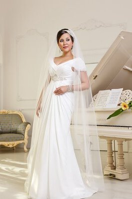 Abito da Sposa A Terra A-Line con Increspato alta vita Cappellino in Chiffon