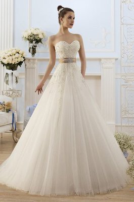 Robe de mariée naturel avec nœud à boucles avec sans manches cordon appliques