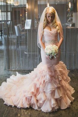 Abito da sposa naturale formale cuore senza maniche adorabile sirena