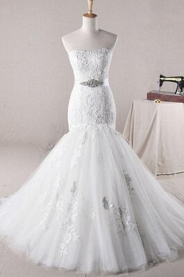 Abito da Sposa in Chiffon in Pizzo con Perline Allacciato Ball Gown Cerniera