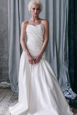 Abito da Sposa in Raso con Increspato Cerniera Cuore A-Line Asimmetrici