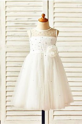 Abito da Cerimonia Bambini con Fiore Tondo Naturale in Tulle Principessa