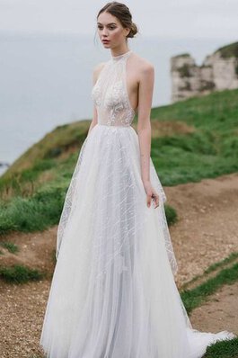 Abito da Sposa in Tulle Senza Maniche con Applique a Spiaggia Lupetto sexy