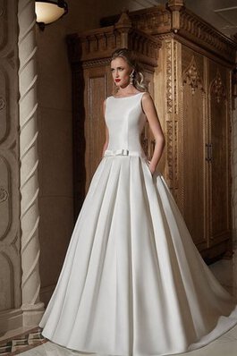 Abito da Sposa con Bottone retro A Terra A-Line Coda A Strascico Corto con Fiocco