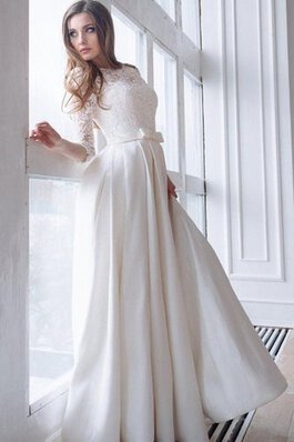 Robe de mariée luxueux cordon de col bateau de traîne courte en 3/4 manche