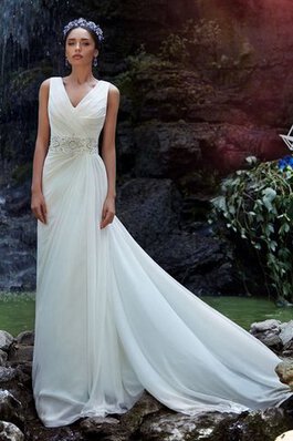 Abito da Sposa con Perline Elegante Lungo Cerniera Formale E Informale A-Line