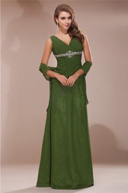 Robe mère de mariée longue de fourreau de col en v fermeutre eclair avec chiffon