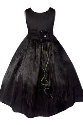 Abito da Cerimonia Bambini Cerniera in Taffeta con Fiocco alta vita A-Line con Fiore