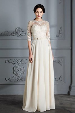 Abito da Sposa in Chiffon con Mezze Maniche a Spiaggia A-Line Senza Maniche