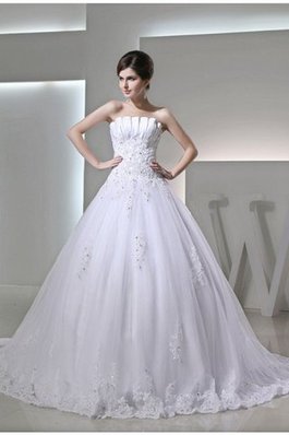 Abito da Sposa Alta Vita con Applique Senza Maniche Allacciato Semplice