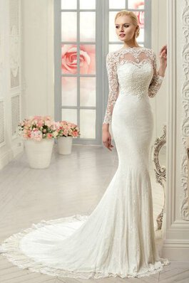 Vestido de Novia de Abalorio de Escote con cuello Alto de Apliques de Cola Corte