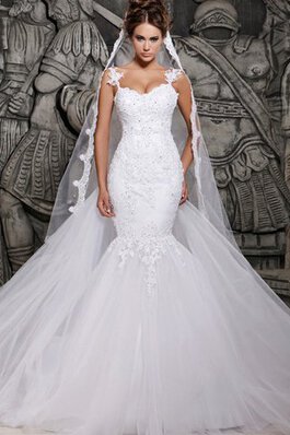 Abito da Sposa Coda A Strascico Corto sensuale in Pizzo Elegante in pizzo con Ricamo