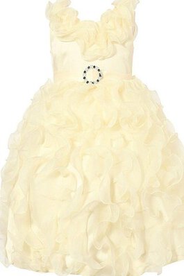 Abito da Cerimonia Bambini Senza Maniche Ball Gown Cerniera A-Line con Seghettato con Fiocco