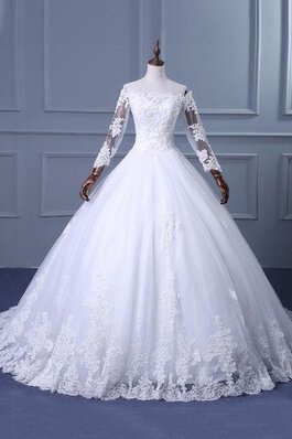 Abito da Sposa con Applique Sotto Ginocchio Barchetta monospalla Fuori dalla spalla Ball Gown