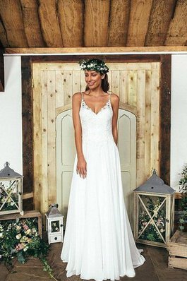 Abito da Sposa con Piega Vintage con Bottone in Chiffon Conotta in pizzo