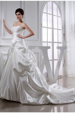 Vestido de Novia en Satén de Largo de Abalorio de Imperio Cintura