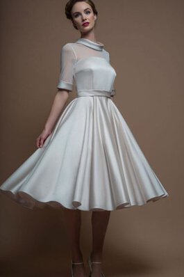 Abito da Sposa Vintage Formale E Informale con Mezze Maniche Moderno A-Line Sotto Ginocchio