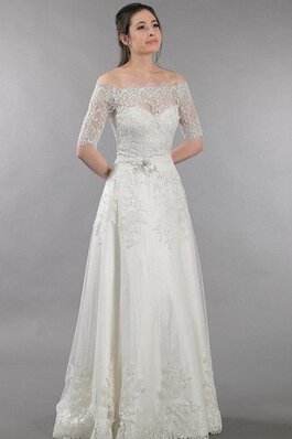 Robe de mariée ligne a dos nu de traîne courte appliques col en forme de cœur