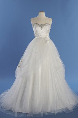 Vestido de Novia de Largo de Escote Corazón de Cordón de Cola Barriba de Abalorio