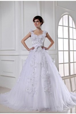 Abito da Sposa Cerniera Semplice Senza Maniche con Applique Senza Spalline