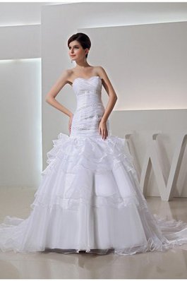 Vestido de Novia de Corte Sirena de Escote Corazón de Abalorio de Cola Capilla