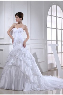 Abito da Sposa con Perline con Applique Allacciato Coda A Strascico Cappella Lungo