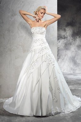 Robe de mariée luxueux vintage naturel en satin avec zip