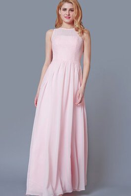 Chiffon A-Line Ärmelloses Schlüsselloch Rücken romantisches Brautjungfernkleid mit Bordüre