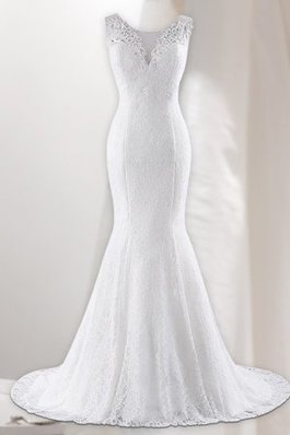 Robe de mariée avec lacets fait main avec sans manches naturel longue