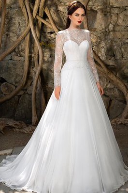 Abito da Sposa A-Line originale con Maniche Lunghe Lungo Spazzola Treno medievale