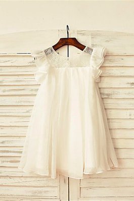 Robe de cortège enfant de princesse en chiffon a-ligne encolure ronde avec zip