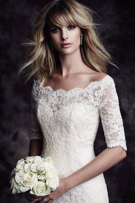 Abito da Sposa a Sala Elegante in Pizzo Formale con Ricamo Cerniera