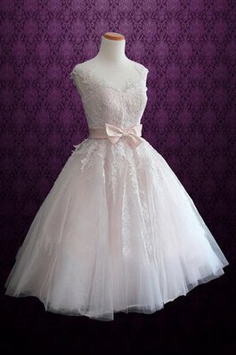 Vestido de Novia de Corte-A de Encaje Adorno de Botón de Corto de Lazos