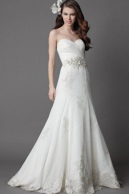 Abito da Sposa con Applique con Increspato Elegante con Criss-cross Senza Maniche A-Line