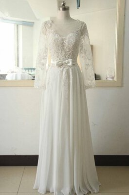 Robe de mariée textile en tulle avec manche longue avec fleurs en chiffon en satin