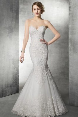 Abito da Sposa in pizzo A Terra Cerniera seducente con Applique Senza Maniche