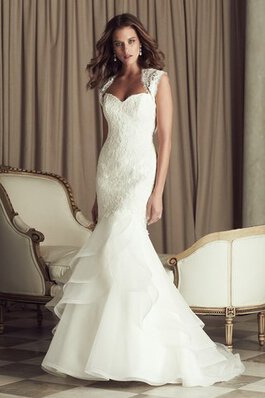 Abito da Sposa Moderno Lungo Shiena Sheer Sirena in Pizzo Romantico