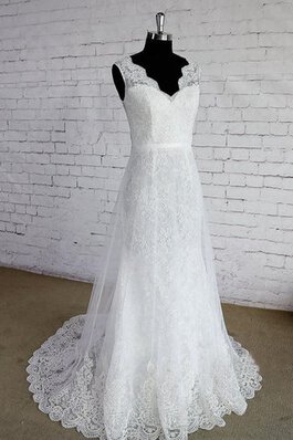 Abito da Sposa Semplice Elegante sexy in Pizzo Seghettato Scollo Cerniera