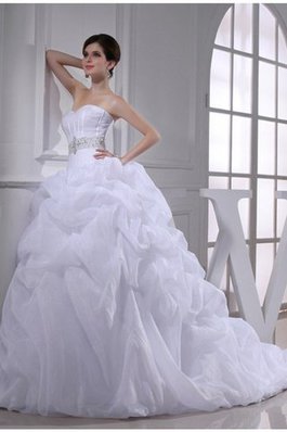 Abito da Sposa con Perline in Organza Allacciato Cuore Lunghi