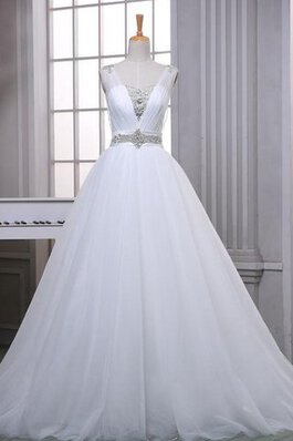 Robe de mariée naturel epaule nue avec perle d'épaule asymétrique de col en cœur