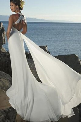 Abito da Sposa V-Scollo sensuale A Terra A-Line a Spiaggia in Chiffon