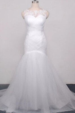 Robe de mariée naturel en tulle col en forme de cœur de sirène en organza